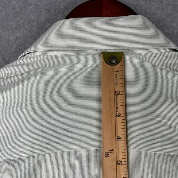 Calvin Klein Shirt Green White Striped Button Up Long Sleeve Mens 16.5 New NWT - Picture 11 of 14